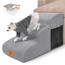 Myiosus Dog Steps for Bed, Non-Slip Dog Stairs for Small Dogs and Cats, High Density Foam Pet Ramp Ladder with Removable Washable Cover, 3 Steps for D