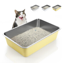IKITCHEN Stainless Steel Cat Litter Box, Extra Large High Sided Litter Box, Never Absorbs Odors, Non Stick Smooth Surface, 23.5" L x 15.5" W x 6" H, Y