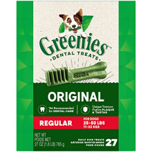 Greenies Dental Chews Regular Treats for Dogs - Treat TUB-PAK Package 27 oz. 27 Treats