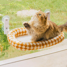 MEWOOFUN Large Cat Window Hammock Bed w/Removable Thicken Cover - Foldable Cat Window Bed Perch Sturdy for Cats Sunbathing Viewing, with 4 Strong Suct