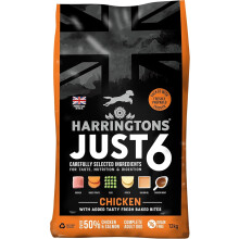 Harringtons Just 6 Complete Grain Free Hypoallergenic Chicken & Veg Dry Adult Dog Food 12kg - With Added Fresh Baked Bites