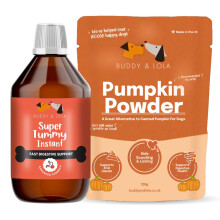 Buddy & Lola Perfect Poop Bundle 100% Natural Pumpkin Powder For Dogs, Tummy Settler For Dogs, Canned Pumpkin Alternative, High Fibre Supplement For D