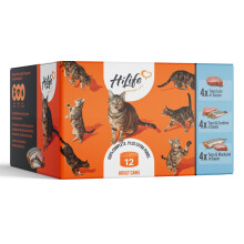 HiLife Adult Wet Cat Food Tins, Mixed Tuna Recipes in Sauce, Complete Tinned Cat Food, 100% Natural & Grain Free, Tuna Loin / Tuna with Sardine / Tuna
