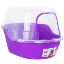 Petphabet Jumbo Hooded Cat Litter Box XXL, 63x48x43cm, Enclosed, Purple