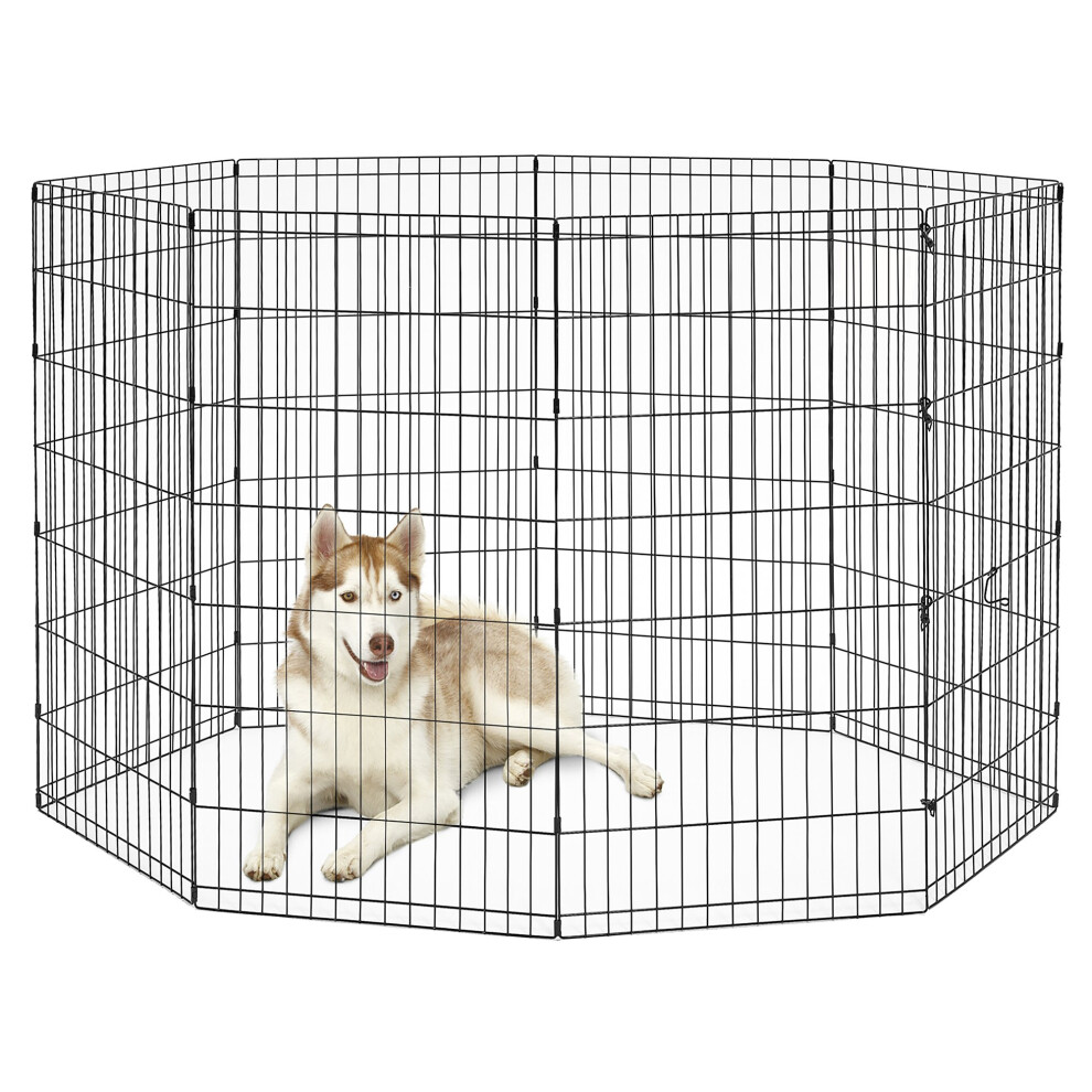 New World Dog Exercise Pen & Playpen without a Door; 60.96 cm by 121.92 cm; Black E-Coated; B558-48
