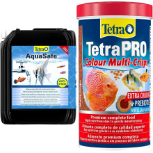 Tetra AquaSafe, to Turn Tap Water into Safe and Healthy Water for Fish and Plants, 5 Litre & Pro Colour Multi-Crisps - Premium fish food with colour c