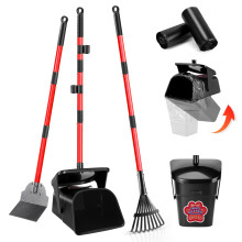 Ormalla Pooper Scooper Swivel Bin & Rake & Spade with 60 Waste Bags, Heavy Duty Dog Poop Scooper for Large Medium Small Dogs, Long Stainless Steel Han