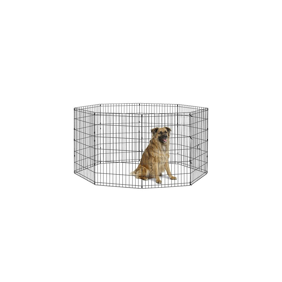New World Dog Exercise Pen & Playpen without a Door; 60.96 cm by 91.44 cm; Black E-Coated; B554-36