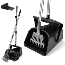 Pooper Scooper Swivel Bin &Rake for Medium&Large Dogs,101cm Long Handle Adjustable Dog Pooper Scooper with 20 Waste Bags,Portable Poop Scooper for Pet