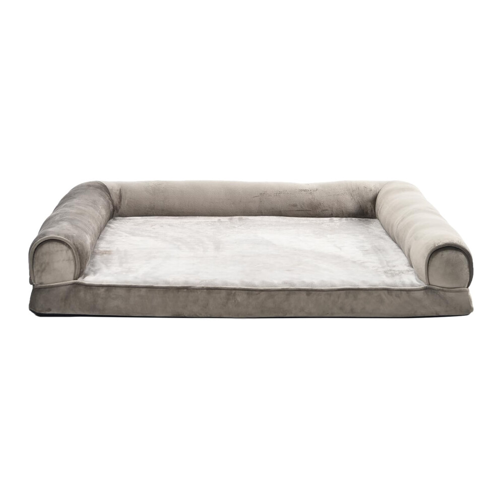 Amazon Basics Large Cat and Dog Bed U-Shape Bolster, Orthopaedic Foam Dog Sofa with Removable Washable Cover, Brown, 91 x 69 x 17 cm (L x W x H)