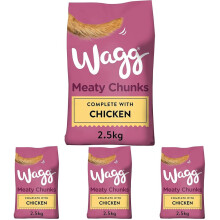 Wagg Meaty Chunks Complete Dry Adult Dog Food Chicken & Veg 2.5kg (Pack of 16) - Meaty & Delicious