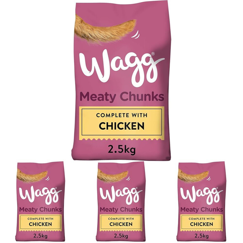 Wagg Meaty Chunks Complete Dry Adult Dog Food Chicken & Veg 2.5Kg (Pack Of 16) - Meaty & Delicious