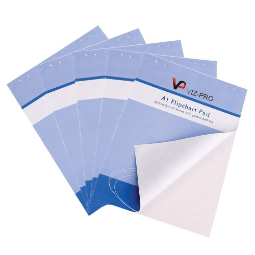 VIZ-PRO Standard Easel Pads, A1 Flipchart Paper Pad, 25-Sheets/Pad, 5-Pads/Pack 2