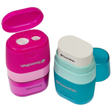 Swordfish ?Twin Combo? Double-Hole Pencil Sharpener and Eraser [Pack of 20] Assorted Colours [40295]