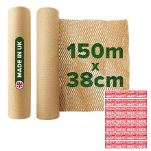 Honeycomb Sustainable thick Paper Packaging Roll 38 cm x 150 M, Eco-Friendly* Brown Craft bubble wrap cushioning for Breakables, Packing, Fragile, Shi