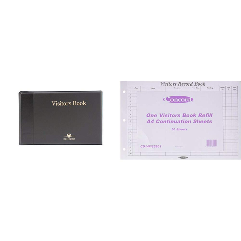 Concord 85710/CD14 Visitors Book Binder with 50 Sheets 2000 Entries 230x335mm - Ref 85710 &CD14P Refill for Visitors Book 50 Sheets 2000 Entries 230x3