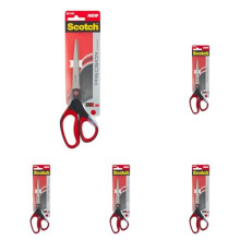 Scotch Precision Office Scissors with Stainless Steel Blades - 20 cm - Ideal for Precise Cutting, Good for Right Hand Use and Left Hand Use - Grey/Red