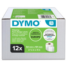DYMO Authentic LabelWriter Large Shipping Labels/Name Badges | 54mm x 101mm | 12 Rolls of 220 (2,640 Easy-Peel Labels) | Self-Adhesive | for LabelWrit