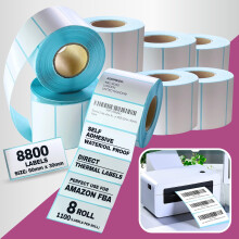 8800 Direct Thermal Labels for Amazon FBA UPC Barcode Waterproof Self-Adhesive White Sticky Labels Stickers for Rollo MUNBYN Zebra TSC Toshiba Thermal