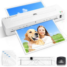 GLADTOP Laminator A3 Laminator Machine with 10 Laminating Pouches for A3 A4 A5 A6, 70s Fast Warm-up, 5-in-1 Cold and Thermal Laminator with Paper Trim
