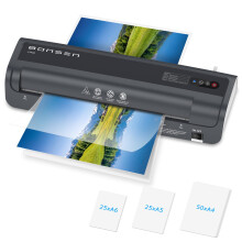BONSEN A3 Laminator Machine with 100 Laminating Pouches, 33 CM Wide Thermal Laminating Machine with Never Jam Technology for School, Office and Home,