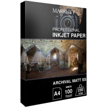 Marrutt 230gsm Archival Matt Single Sided Inkjet Photo Paper: A4-100 Sheets