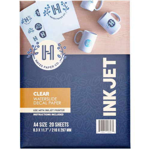 Hayes Paper Co, Waterslide Decal Clear Inkjet (A3, 20 Sheets)