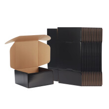 EXYGLO 8x8x4 inch Cardboard Postal Boxes 25 Pack, 204x204x102 mm Black Gift Boxes for Packaging, Medium Shipping Box Mailers for Posting Mailing Small
