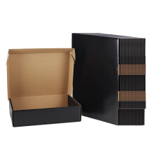 EXYGLO 12x9x3 inch Cardboard Postal Boxes 20 Pack, 305x229x76 mm Black Gift Boxes for Packaging, Medium Shipping Box Mailers for Posting Mailing Small