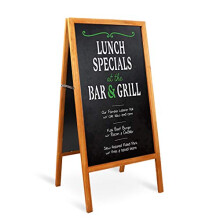 UNHO A Board Pavement Sign, Outdoor Wooden Advertising Board Magnetic Double Sided Blackboard Chalkboard Display Stand Wood Easel with 2 Cleaning Clot