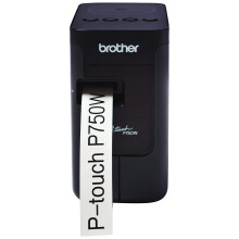 Brother PT-P750W Label Maker, Wireless/USB 2.0/NFC, P-Touch Label Printer, Portable, Up to 24mm Labels, Includes AC Adapter/24mm Black on White Tape C