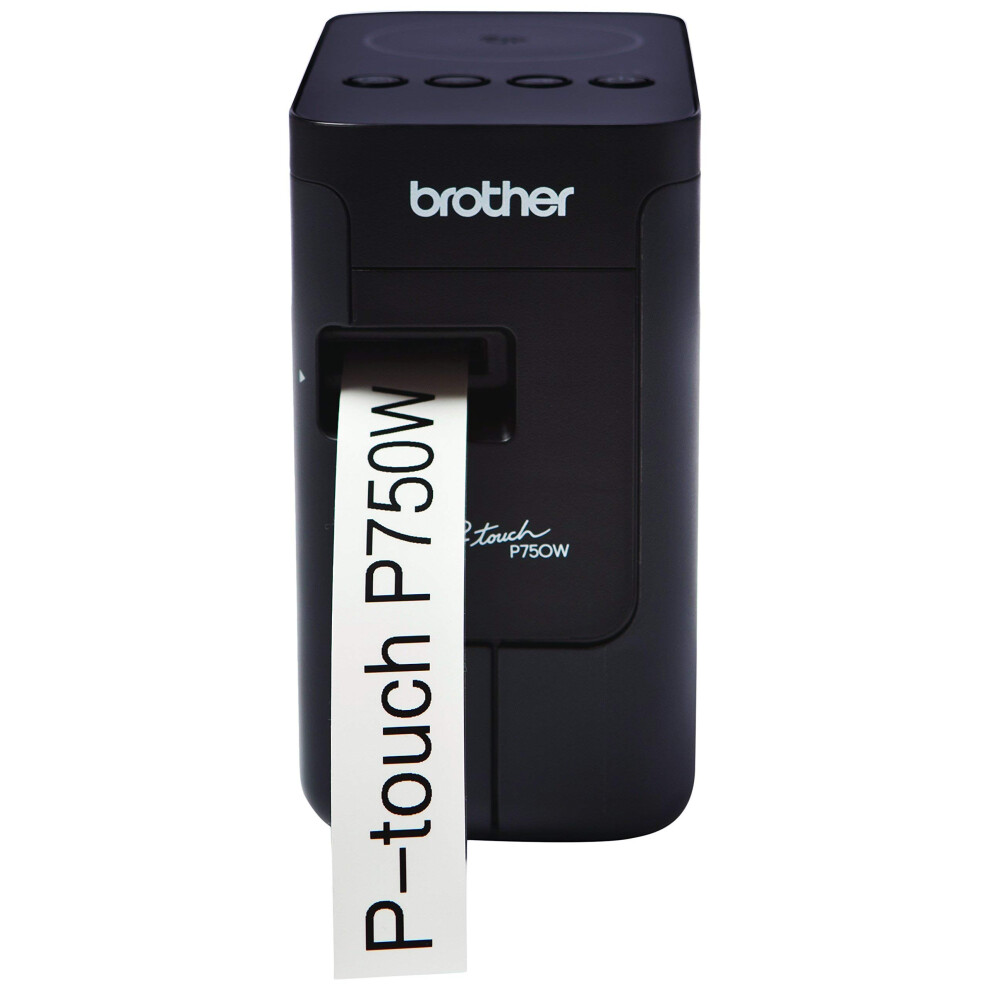 Brother PT-P750W Label Maker, Wireless/USB 2.0/NFC, P-Touch Label Printer, Portable, Up to 24mm Labels, Includes AC Adapter/24mm Black on White Tape C