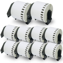 BETCKEY - 10 Rolls DK-22205 Labels, 62mm x 30.48m, 10 Continuous Length Paper Labels Compatible with Brother QL Label Printers