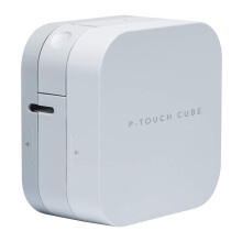 BROTHER PT-P300BT Label Maker, Bluetooth, P-Touch 'CUBE' Label Printer, Portable, Up to 12mm Labels, Includes 12mm Black on White Tape Cassette