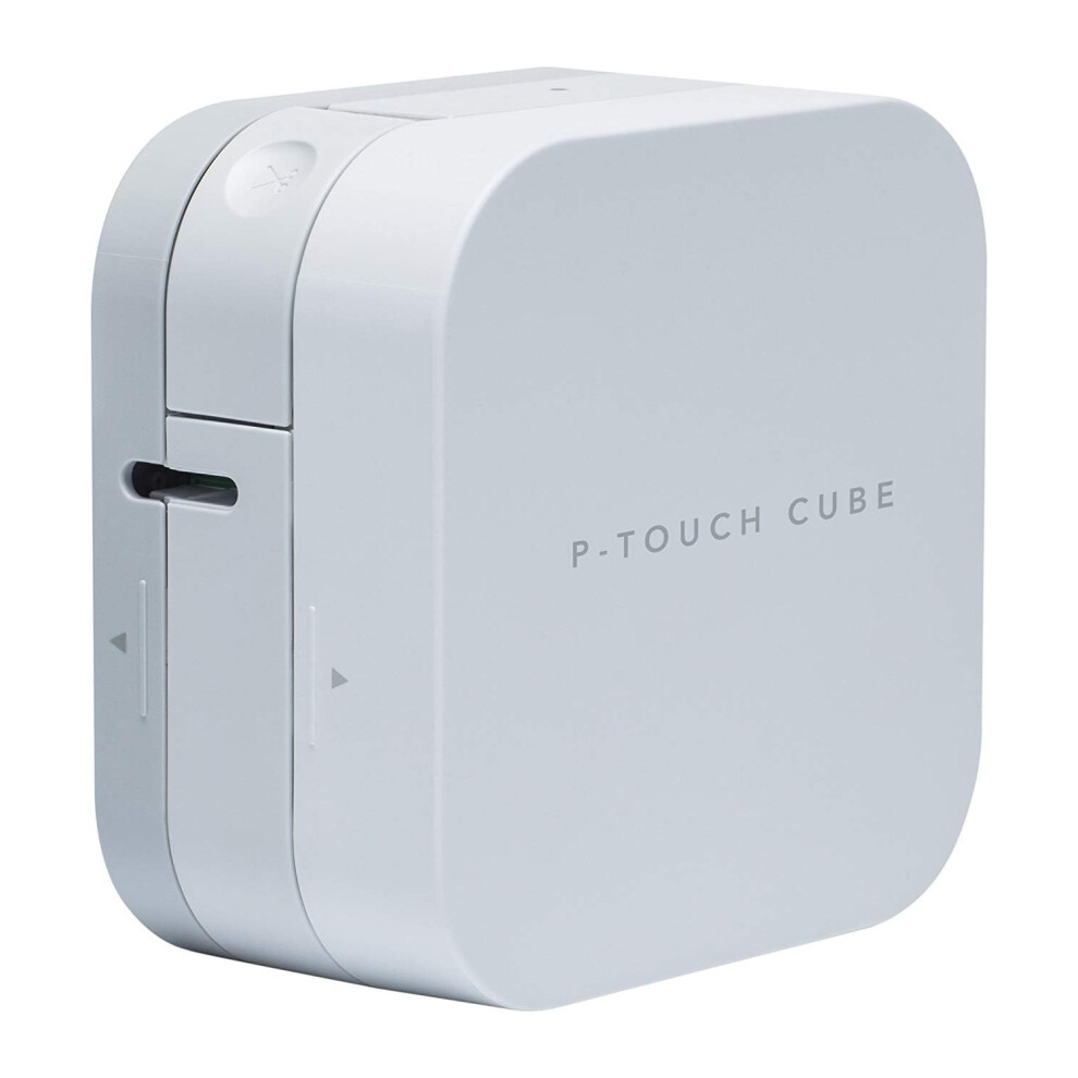 BROTHER PT-P300BT Label Maker, Bluetooth, P-Touch 'CUBE' Label Printer, Portable, Up to 12mm Labels, Includes 12mm Black on White Tape Cassette