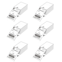 6 Stacks Direct Thermal Labels - Fanfold Shipping Labels White (101x152mm) - Sticky Labels Stickers - BPA&BPS Free White Square Label for 4x6 Inch Dir