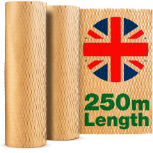 Honeycomb Packing Paper Roll 250m x 30cm | Bubble Wrap Alternative | Packing Supplies for Moving, Shipping & Packaging | Wrapping Paper for Glassware,