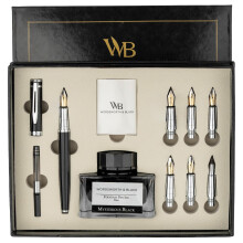 Wordsworth & Black Calligraphy Pen Gift Set, Includes Ink Bottle, 6 Ink Cartridges, Ink Refill Converter, 6 Replacement Nibs, Premium Package, Journal