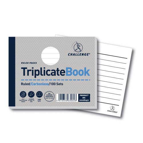 Challenge Challenge Triplicate Book, Carbonless, 100 Pages, 5 pack (105 x 130 mm) 1
