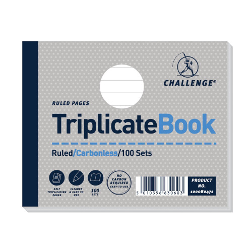 Challenge Challenge Triplicate Book, Carbonless, 100 Pages, 5 pack (105 x 130 mm)