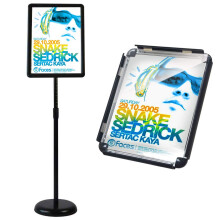 HUAZI Floor Standing Sign Holder A3 Pedestal Poster Stand Rounded Corner Frame & Pole Height Adjustable - Color Black