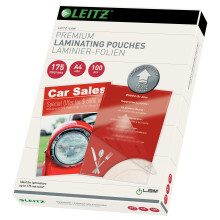 Leitz 74830000 Laminating Pouches Made of 175 Micron Thick Material (Transparent, Glossy, A4 and UDT) - Pack of 100