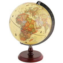 Exerz 25cm Antique Globe With A Wood Base - World Globe Rotating Vintage Decorative - Diametre 25cm