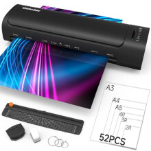 A3 Laminator, 60s Quick Warm-up Laminate Machine with 52 Laminating Sheets 13-inch Cold Hot Lamination 9 in-1 Laminator with Paper Trimmer Corner Roun