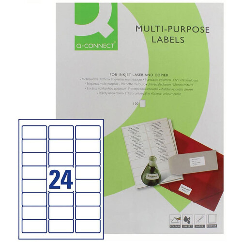 Q-Connect Multipurpose Labels 64x33.9mm 24 Per Sheet White (9600 Pack) KF26071 1