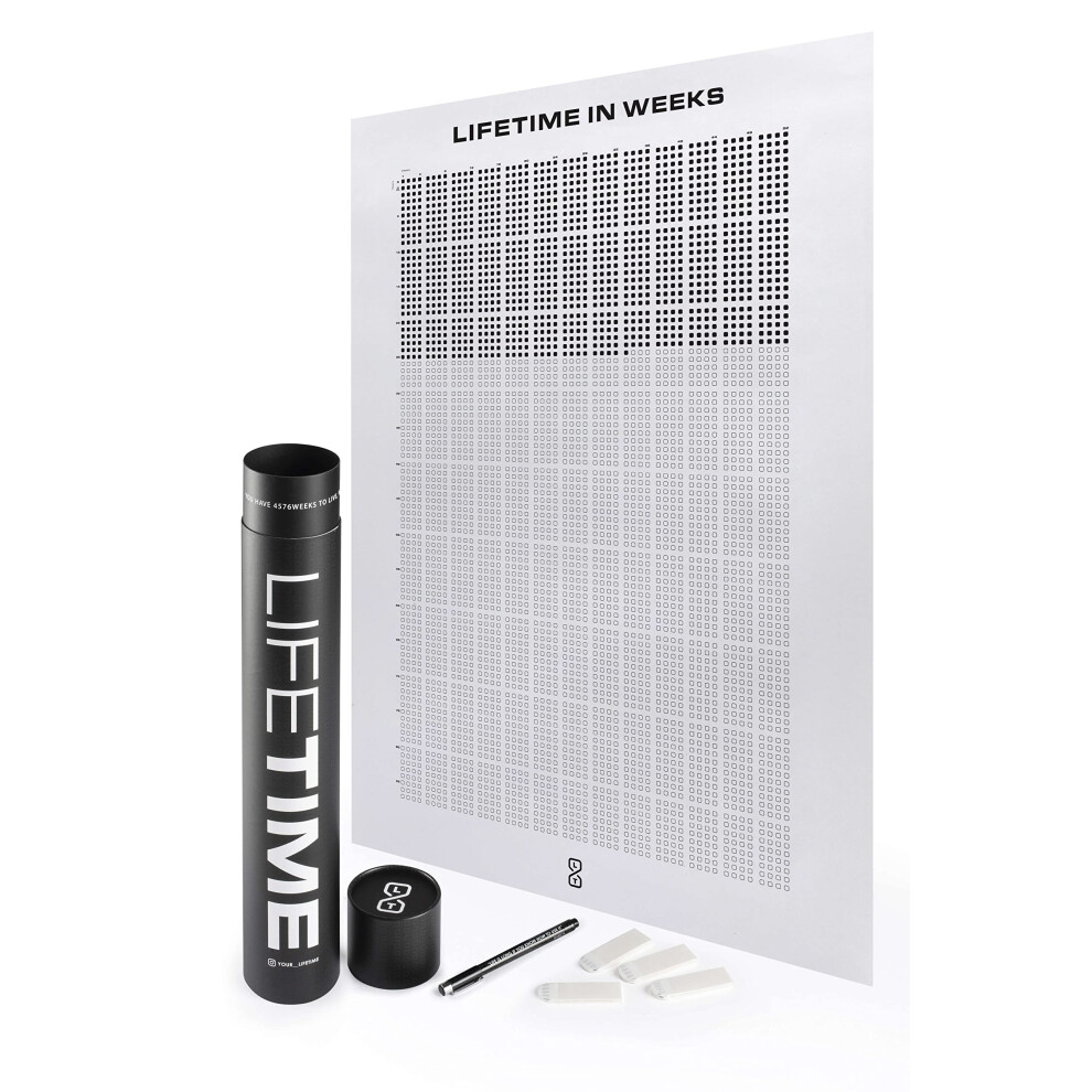 LifeTime? 4000 Weeks Poster Memento Mori Your Life in Weeks Wall Calendar - Classic US Edition, Medium Size
