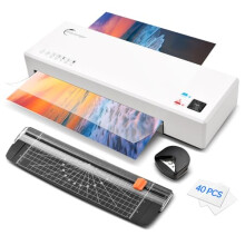 Buyounger Laminator, Laminator Machine with Hot and Cold Settings and 40 Pouches, 4 in 1 A4 laminator with Paper Trimmer and Corner Rounder, 9 Inches