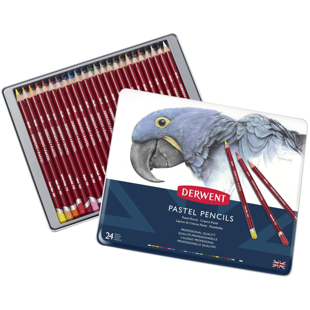 Derwent Pastel Pencils, Drawing & Writing, Set Of 24, Ideal For Blending & Colouring, Professional Quality, 32992