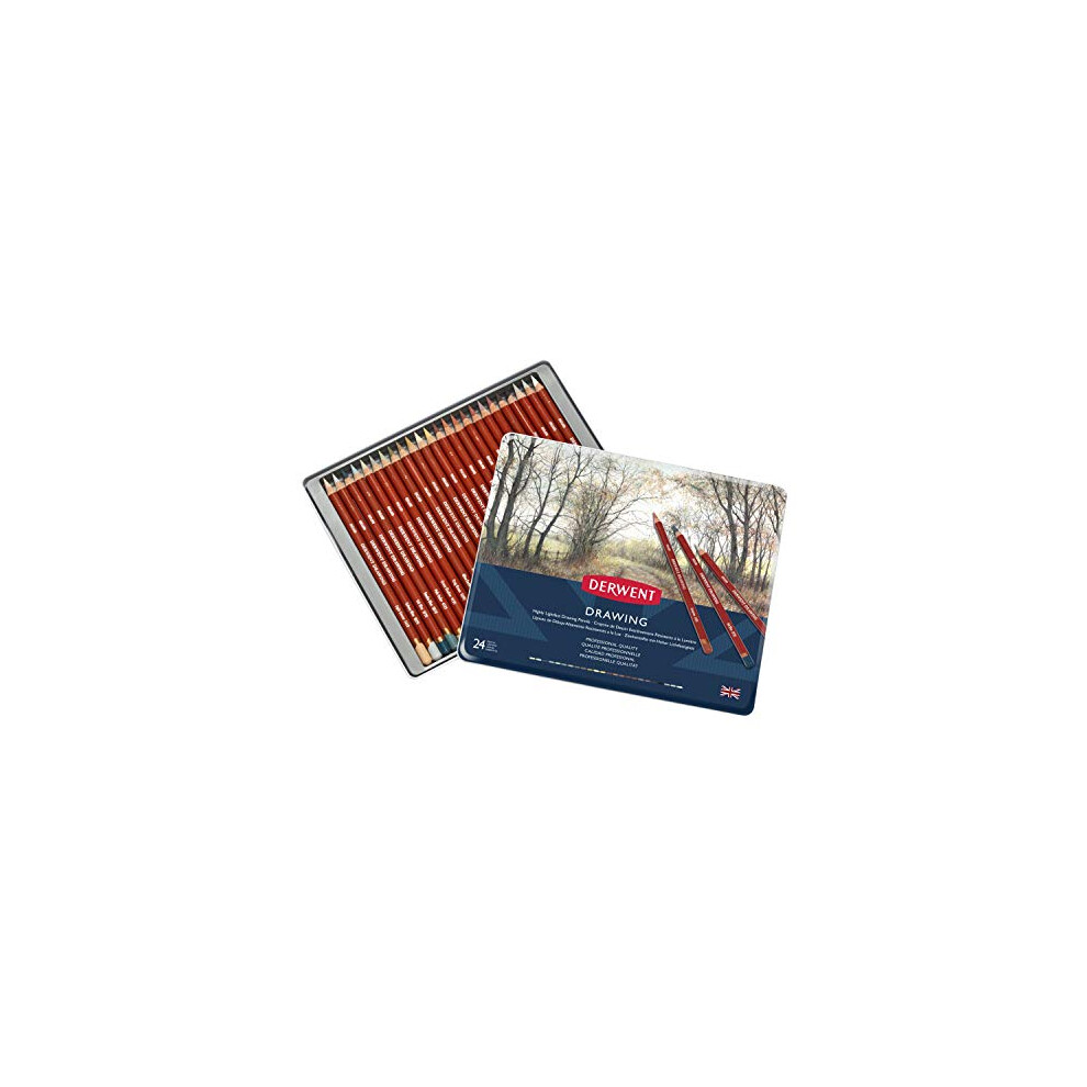 Derwent Drawing Colouring Pencils, Drawing & Writing, Set Of 24, Ideal For Illustrating & Detailing, Professional Quality, 0700672