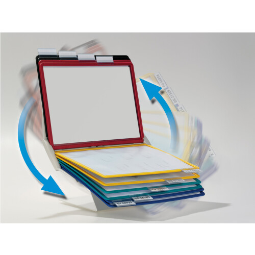 Durable VARIO PRO Display Panel Desk Unit | 10 Panels and Tabs in Assorted Colours | Rotates 90? | Ideal for Display ing A4 Documents 1